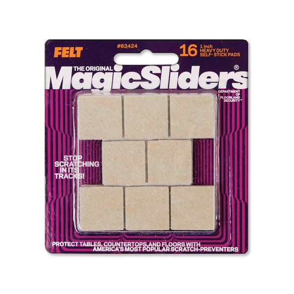 Magic Sliders Felt Self Adhesive Caster Cup Oatmeal Square 1 in. W X 1